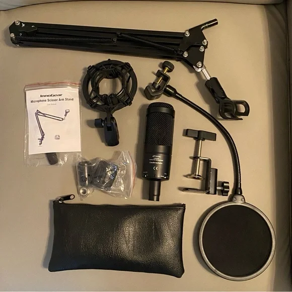 🎤 Audio Technica AT2035 Cardioid Condenser Microphone & Scissor Arm Stand
